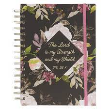 The Lord Is My Strength And My Shield Chunky Hardcover Wirebound Journal With Elastic Closure