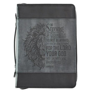 Be Strong and Courageous Bible Cover, LuxLeather, Black, Large CHRISTIAN ART GIFTS