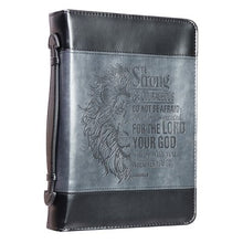 Load image into Gallery viewer, Be Strong and Courageous Bible Cover, LuxLeather, Black, Large CHRISTIAN ART GIFTS
