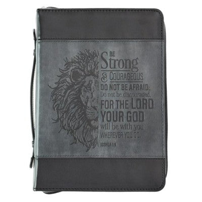 Be Strong and Courageous Bible Cover, LuxLeather, Black, Large CHRISTIAN ART GIFTS