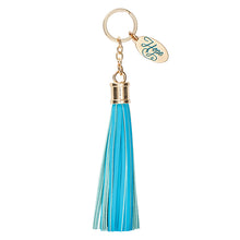 Load image into Gallery viewer, Leather Tassel Faith Keyring in Turquoise by Christian Art Gifts
