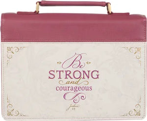 Be Strong & Courageous Bible Cover, Plum, Large CHRISTIAN ART GIFTS