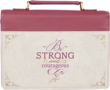 Be Strong & Courageous Bible Cover, Plum, Large CHRISTIAN ART GIFTS