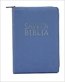 Biblia con Concordancia Letra Grande de 12 puntos - Reina-Valera 1960 - celeste floral con índice y zipper Imitation Leather