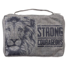 Load image into Gallery viewer, Strong &amp; Courageous Bible Cover, Gray, Large CHRISTIAN ART GIFTS
