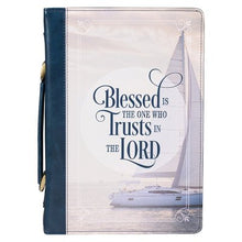 Load image into Gallery viewer, Blessed Is the One Who Trusts Bible Cover, Blue, Large CHRISTIAN ART GIFTS
