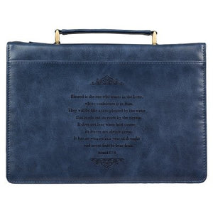 Blessed Is the One Who Trusts Bible Cover, Blue, Large CHRISTIAN ART GIFTS