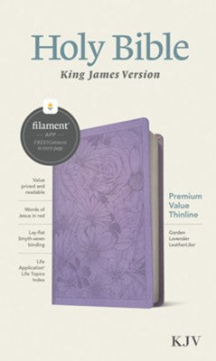 KJV Premium Value Thinline Bible, Filament Enabled Edition (Red Letter, LeatherLike, Garden Lavender) TYNDALE HOUSE / 2022 / IMITATION LEATHER