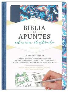 Biblia de apuntes, edición ilustrada, tela en rosado y azul - Bible Journal by B&H Espanol