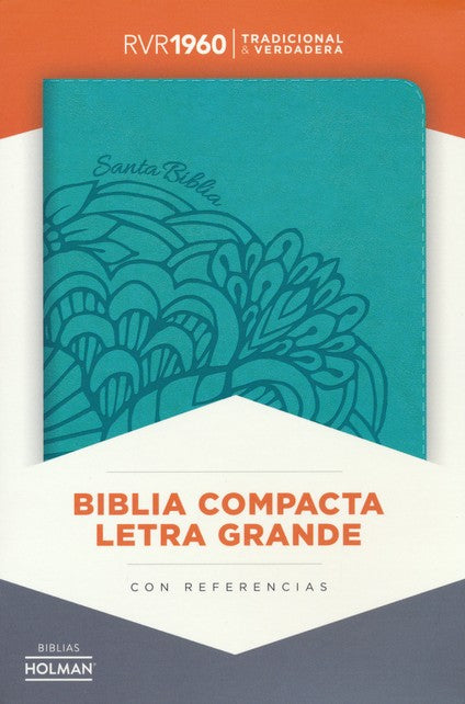 RVR 1960 Biblia Compacta Letra Grande aqua, símil piel