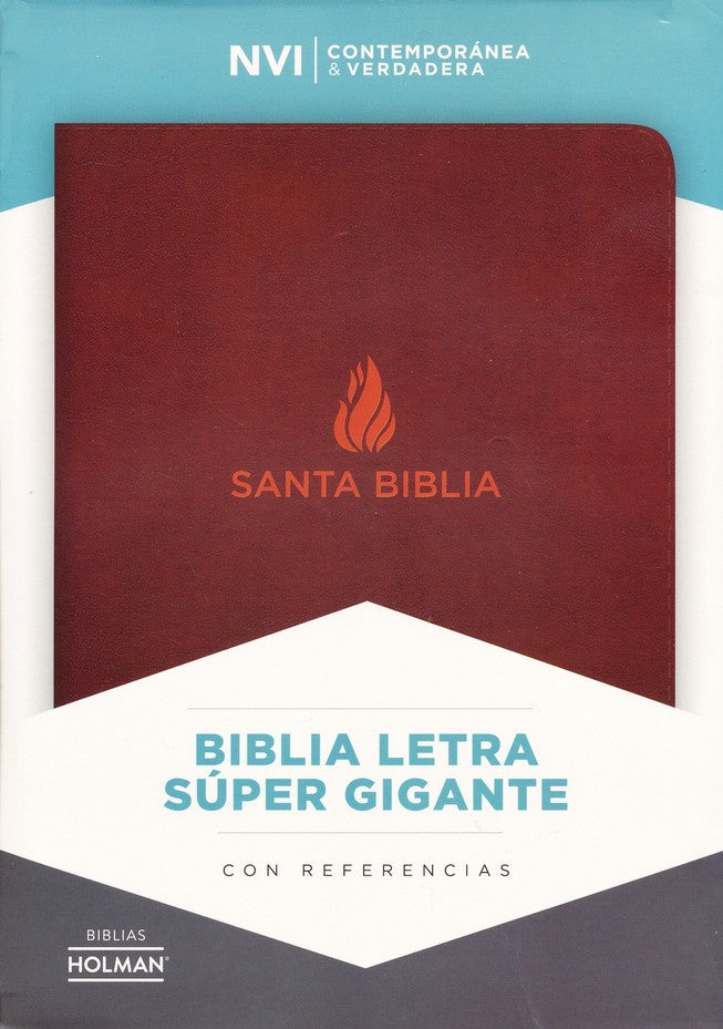 NVI Biblia Letra Súper Gigante marrón, piel fabricada con índice by B&H Espanol