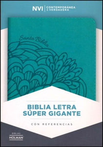 Biblia NVI Letra Super Gigante, Piel Simil Aqua (NVI Super Giant-Print Bible, Imit. Leather, Aqua) B&H ESPANOL / 2018 / IMITATION LEATHER