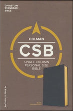 Load image into Gallery viewer, CSB Single-Column Personal-Size Bible--soft leather-look, black
