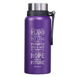 Load image into Gallery viewer, I Know the Plans Purple Stainless Steel Water Bottle - Jeremiah 29:11
