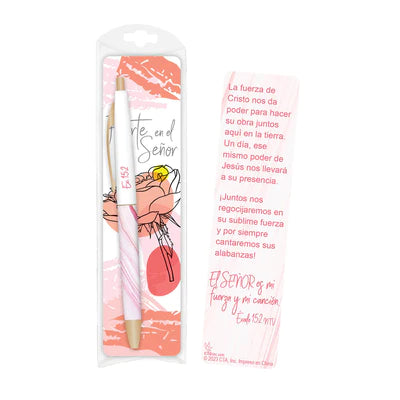 Spanish Pen & Bookmark Gift Set - Strong in the Lord