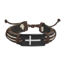Load image into Gallery viewer, Youth Cross Leather Bracelet
