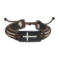 Youth Cross Leather Bracelet