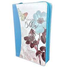 Biblia con Cierre Letra Gigante Manual 14 puntos RV1960 imit duotono turquesa floral