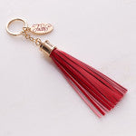 Load image into Gallery viewer, Leather Tassel Faith Keyring in Red by Christian Art
