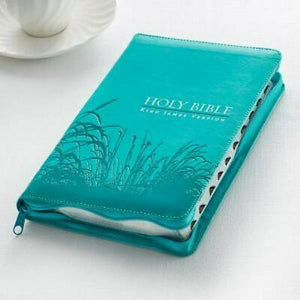 KJV Bible, Lux Leather, Zipper, Turquoise CHRISTIAN ART GIFTS